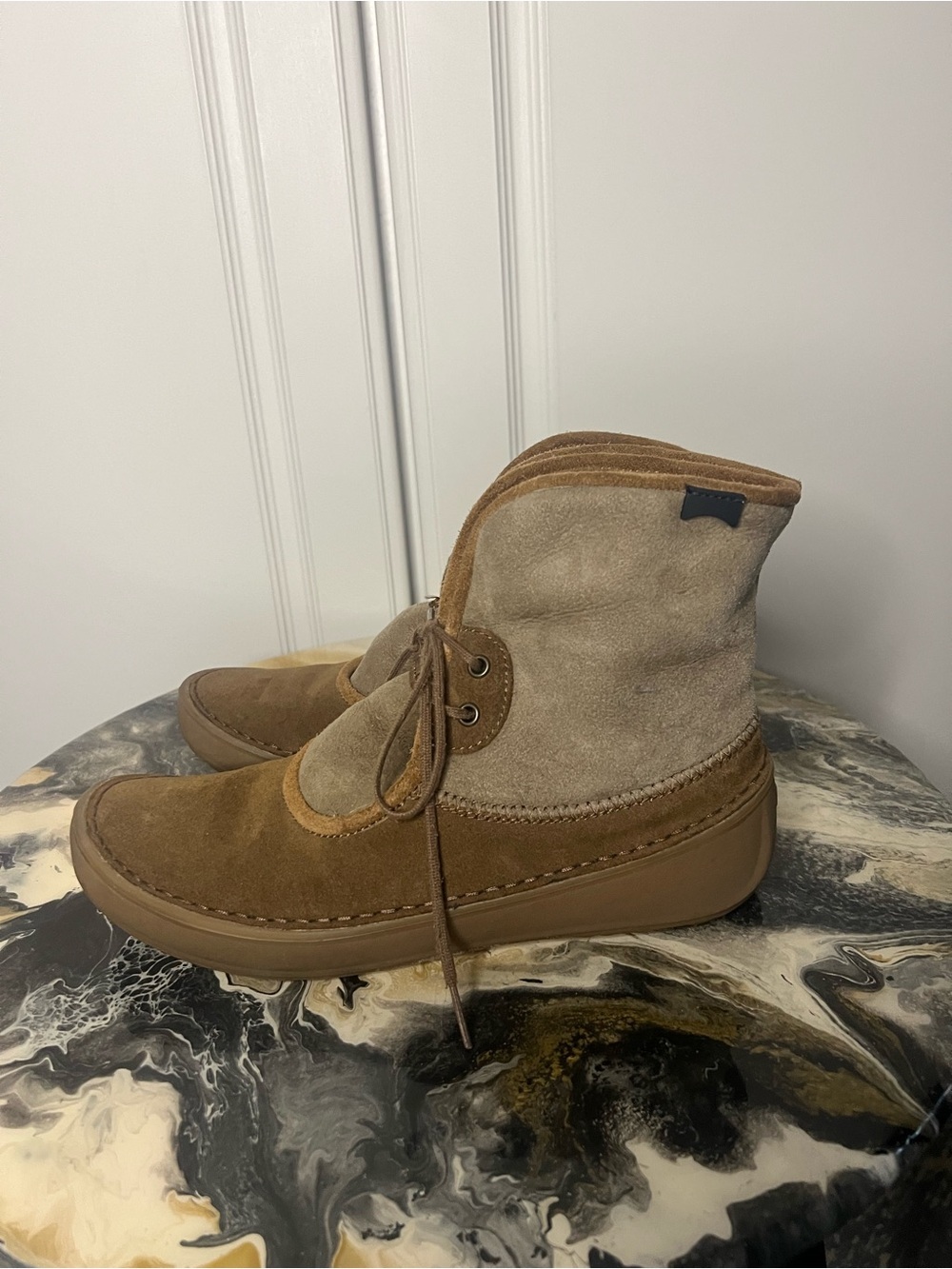 Camper Shearling Lined Suede Ankle Boots Size 39